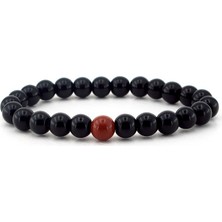 Solfera Siyah Parlak Oniks Yıldız Doğal Taş Erkek Bileklik B1844