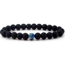 Solfera Siyah Mat Oniks Varisit Orjinal Doğal Taş Erkek Bileklik B1853