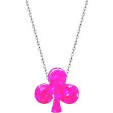 Bella Gloria Pembe Opal Maça Gümüş Kolye (Gk00286)