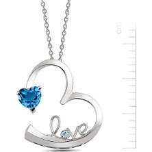 Bella Gloria Mavi Topaz 'Kalbim Seninle' Pırlanta Kolye (Gpk0011)