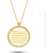 Bella Gloria Taşlı Plaka Ayet El Kürsi Altın Kolye (Pp78382)