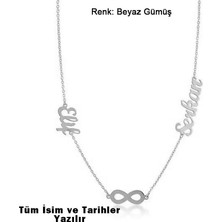 İndigo Takı İki İsimli Sonsuzluk Gümüş Kolye