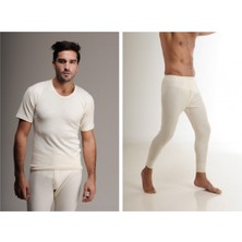 Elif Çamaşır Hasyün Erkek Yün Kısa Kol İçlik Takım Krem