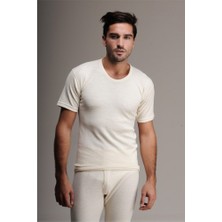 Elif Çamaşır Hasyün Erkek Yün Kısa Kol İçlik Fanila Krem