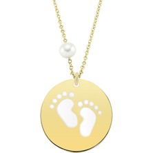 Altınsepeti Altın İncili Plaka Ayak Kolye As1225Kl