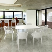 Siesta Contract Mayair XL Dikdörtgen Masa Takımı - Yeşil Sandalye - Balkon Bahçe Mobilyası