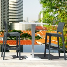 Siesta Rattan Riva Bar 70 x 70 Cm Kare Masa - Beyaz