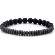 Solfera Mat Hematit Oniks Doğal Taş Erkek Bileklik B1838