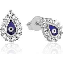 Bayan Lili Gümüş Nazarlı Aşk Damlası Küpe