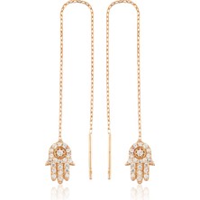 KENPAZAR Gumush Gümüş Zincirli Fatmanın Eli Küpe