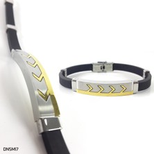 Maliyetine Deri Kordonlu Çelik Bileklik Dn5M17