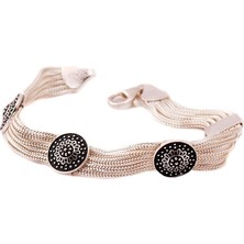 Sümer Telkari Mardin Güneşi Hasır Elişi 925 Ayar Gümüş Bileklik 1169