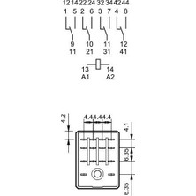 Finder Dört Kontaklı Endüstriyel Röle 12 V. Dc Bobinli (55.34)