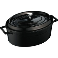 Lava Trendy Oval Döküm Demir Tencere 23x29 cm Siyah