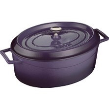 Lava Trendy Oval Döküm Demir Tencere 23x29 cm Mor