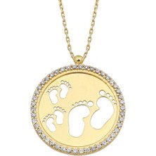 AltınSepeti Ayak İzi Altın Plaka Kolye AS789KL