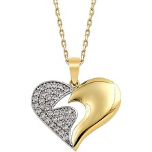 AltınSepeti İki Renkli Altın Kalp Kolye AS688KL