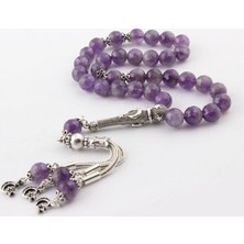 İnan Tesbih Ametist Küre Faset Kesim Tesbih 925 Ayar Gümüş Püsküllü (Cdt015)
