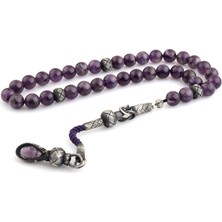 İnan Tesbih Ametist Taşı Gümüş Kazaziye Süslemeli Tesbih