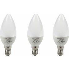 Osakalight 6W Led E14 Buji  Ampul - Günışığı - 3'lü Paket