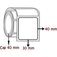 Barkodsarf Lamine Termal 40 mm x 30 mm Barkod Etiketi Çap 40 mm (6 Rulo)