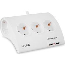 S-link SPG9-5-15 Akım Koruma ve 2 Adet 2.1A Usb Şarj Soketli Beşli Masaüstü Grup Priz