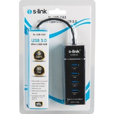 S-link SL-USB-C63 USB3.1 Type C TO 4Port 3.0 Çevirici Hub