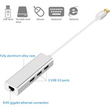 Microcase Macbook 3 Port Usb 3.0 Hub ve Gigabit Ethernet Adaptör