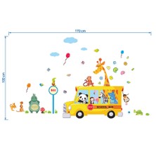 Cosy Home Gift Çocuk Ve Bebek Odası Panda Zebra Zürafa Tur Okul Otobüsü Duvar Resim Sticker 170X100 Cm Bitmiş Boyut