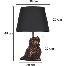 qdec Modern Dizayn Baykuş Abajur Turkuaz Gri