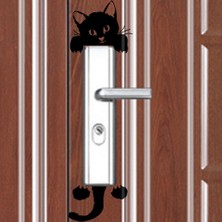 BigWall Kara Kedi Priz Stickerı Duvar Dekorasyon Sticker