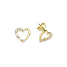 Glorria Altın Kalp Taşlı  Küpe