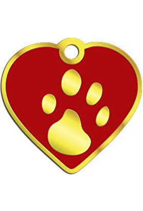 Dalis Pet Tag - Kalp Şeklinde 24 Ayar Altın Kaplama Küçük Köpek Ve Kedi Künyesi (Kırmızı)