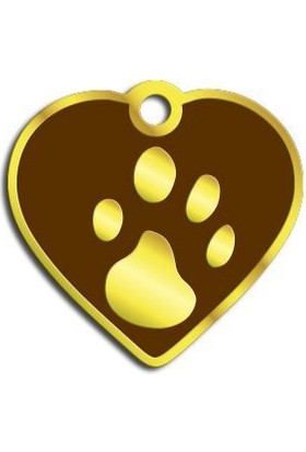 Dalis Pet Tag - Kalp Şeklinde 24 Ayar Altın Kaplama Küçük Köpek Ve Kedi Künyesi (Kahverengi)
