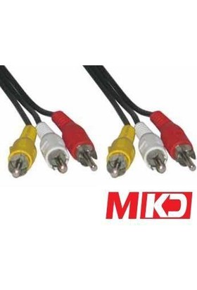 Mkd Mk-Rca03 Video + Stereo Ses Rca-Rca ( Vcd Kablosu ) Kablo 3 Metre Mk-Rca03