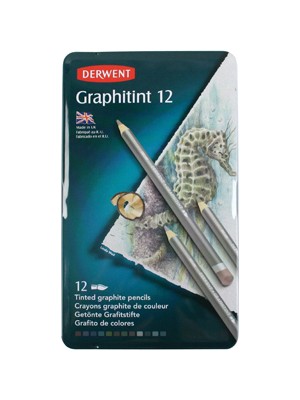 Derwent Graphitint Suda Çözünebilen Renkli Çizim Kalem Seti Teneke Kutu 12 Renk