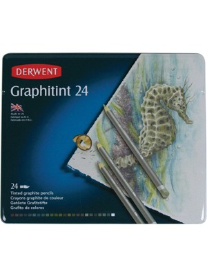 Derwent Graphitint Suda Çözünebilen Renkli Çizim Kalem Seti Teneke Kutu 24 Renk