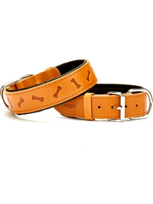 Doggie Comfort Kemik Desenli Deri Boyun Tasması