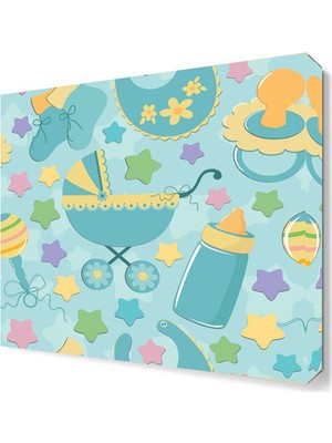 Dekor Sevgisi Erkek Bebek Arabası Canvas Tablo  30x30 cm