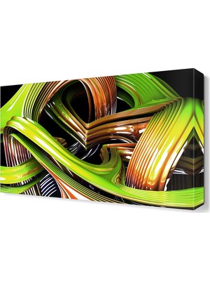 Dekor Sevgisi Yeşil Çizgiler Tablosu 75x50 cm