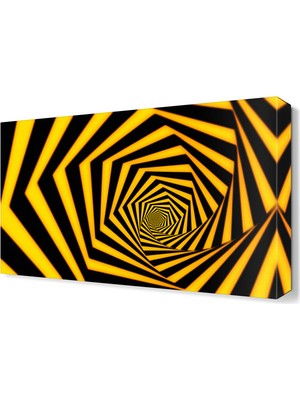 Dekor Sevgisi Sarı ve Siyah Dekoratif Çizgiler Tablosu 45x30 cm