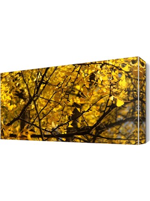 Dekor Sevgisi Sarı Ağaç Yaprakları Canvas Tablo  45x30 cm