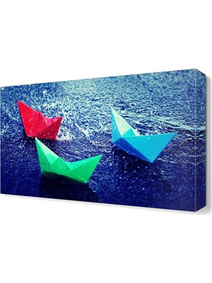 Dekor Sevgisi Kağıttan Kayıklar Tablosu 45x30 cm