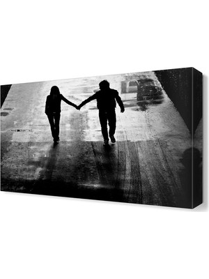 Dekor Sevgisi Karanlıkta Yürüyen Sevgililer Tablosu 45x30 cm