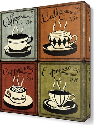 Dekor Sevgisi Sıcak İçecekler Tablosu 45x30 cm