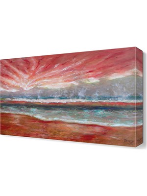Dekor Sevgisi Kızıl Gökyüzü Tablosu 45x30 cm