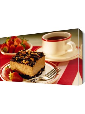 Dekor Sevgisi Cevizli Kek ve Kahve Canvas Tablo  45x30 cm