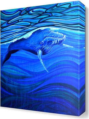 Dekor Sevgisi Mavi Köpek Balığı Tablosu 45x30 cm