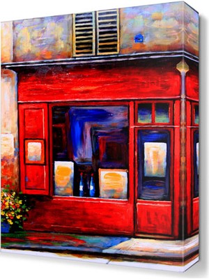 Dekor Sevgisi Kırmızı Dükkan Tablosu 45x30 cm