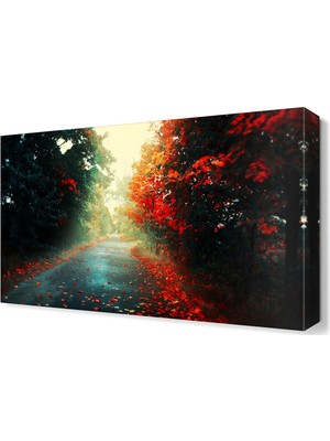 Dekor Sevgisi Kırmızı Dökülen Yapraklar Tablosu 45x30 cm